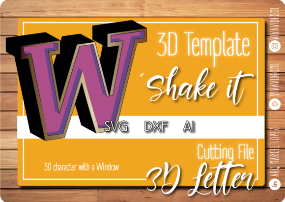3D SVG Shapes: 3D Letter with Window W